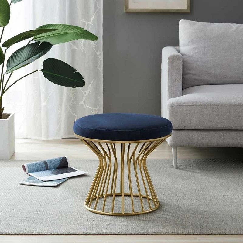 

Living Room Sofa Stool Coffee Table Stool Light Luxury Low Velvet Round Shoe Ottomans Household Dining Stools Dressing Ottomans