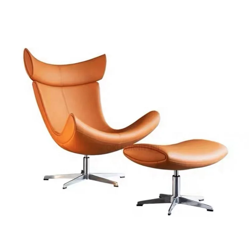 

Modern High Wingback Upholstery Fabric Leather Wingback Swivel Chair for Living Room Egg Chair Sofa With Footrest Ottoman