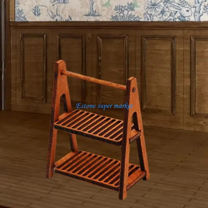 

090B 1:12 Mini Wooden Display Stand Dollhouses Accessory For Creative Play And Decorative Storage