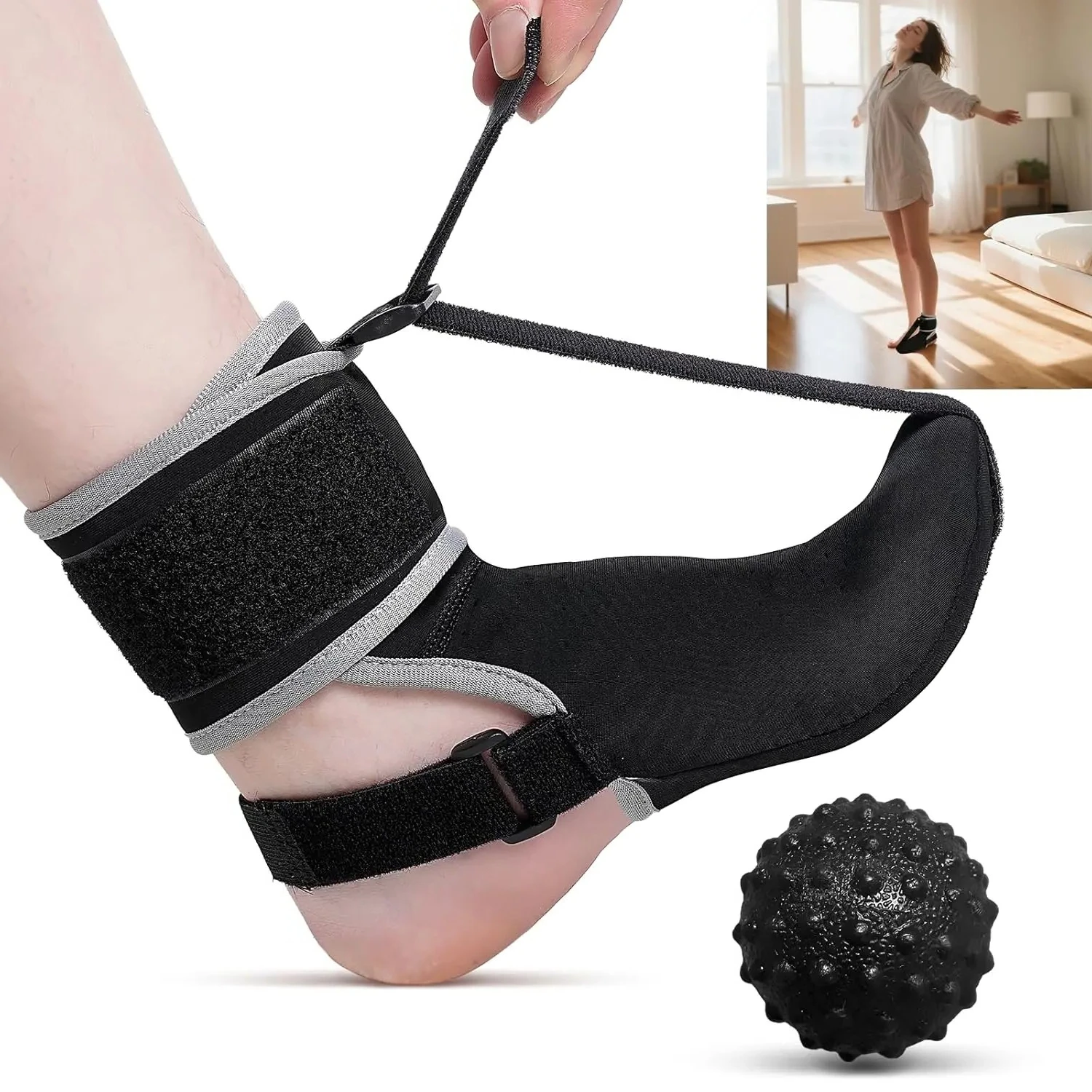 Plantar Fasciitis Night Splint Sock Relieve Foot Pain Heel Spurs Arch Support Massage Ball for Fast Recovery and Comfort