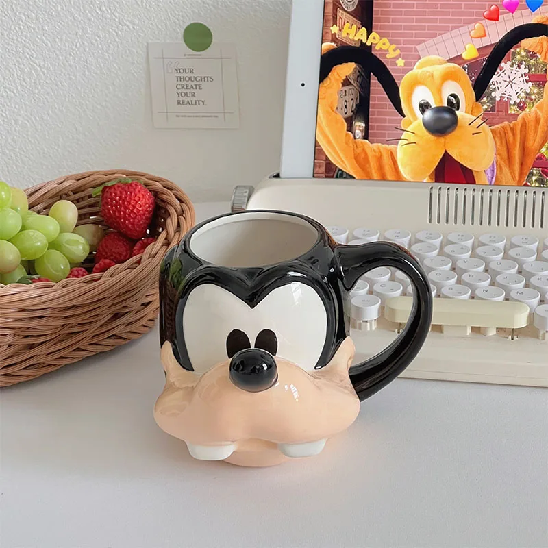 Disney Pluto Head Cup Action Figure Toys Kawaii Pluto Dog Goofy Goof Ceramic Mug 3D Mug Coffee Cup Christmas Gifts for Kids