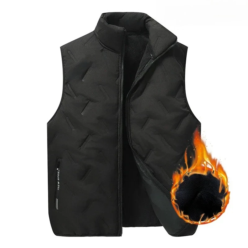

2025 High-Quality Fashion Men Fleece-lined Lightweight Padding Warm Golf Sleeveless Jacket Male Plus Extra Large Big Size Vest
