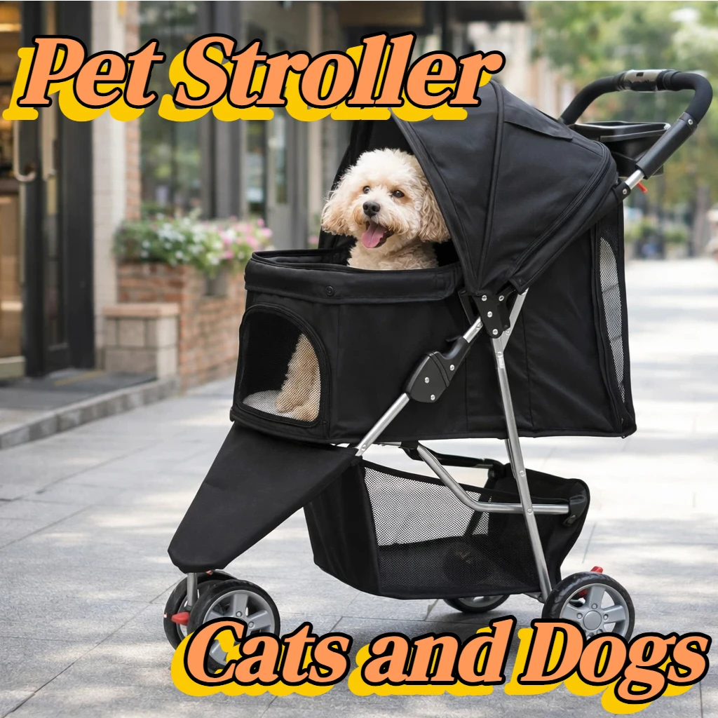 

Custom Breathable Pet Stroller For Dogs Foldable Original Pet Carrier Mesh Window Stylish One-Click Fold Cat Stroller 20kg Capac