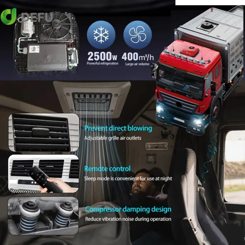 الكل في واحد على السطح بطارية السيارة الكهربائية السيارات شاحنة تكييف الهواء 12 فولت مكيف الهواء لشاحنة سيارة Motohome #2