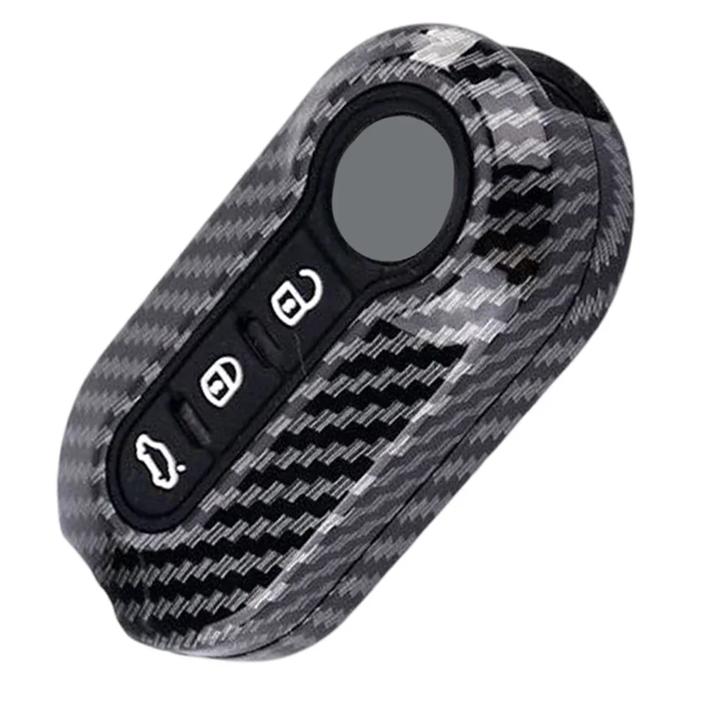 1pcs Auto Carbon Key Case Key Cover For Fiat 500 For Ducato For Abarth For Doblo Keycase Interior Accessories