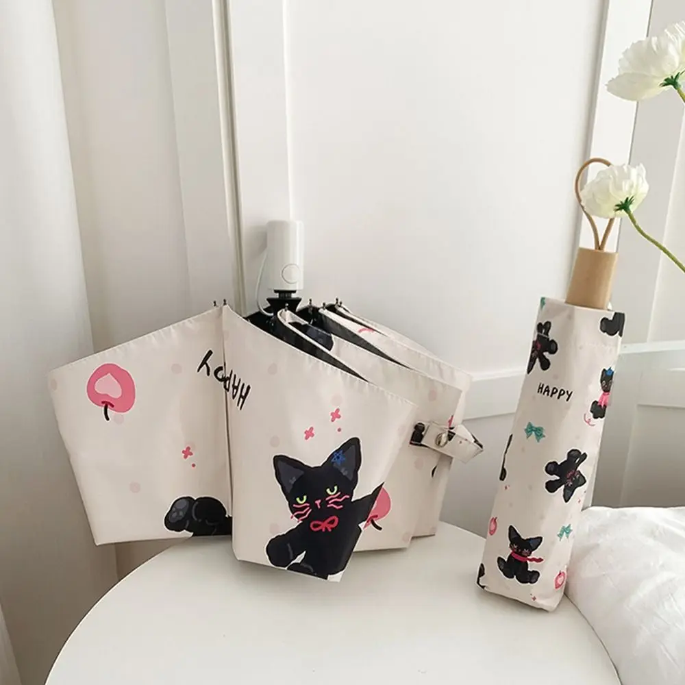 

Cartoon Cat Pattern Folding Umbrella Anti UV Lightweight Portable Rain Umbrella Automatic/Manual Windproof Sunshade Umbrella