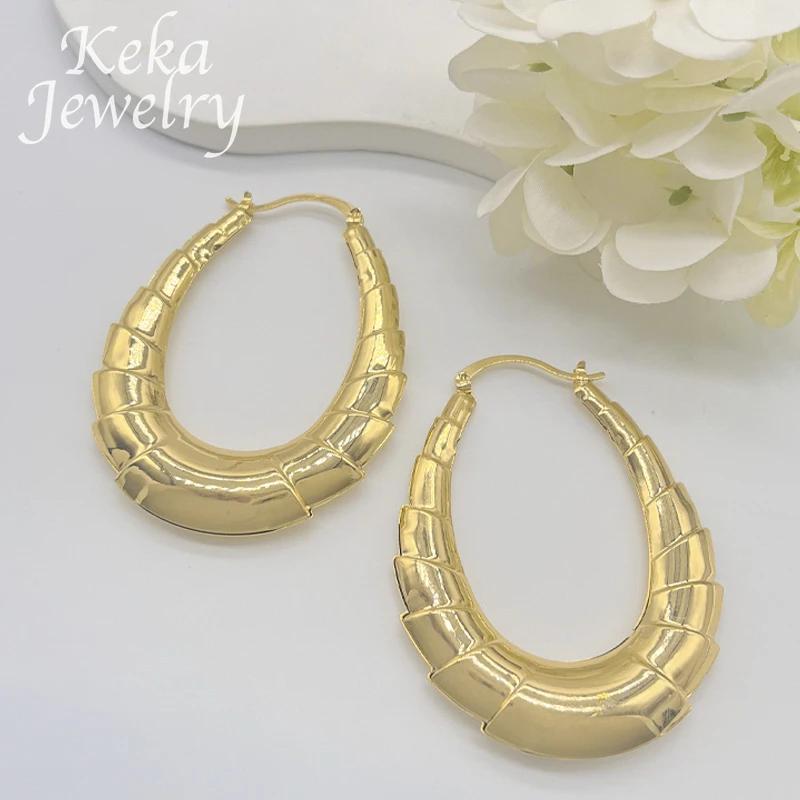 Nigeria ltaly 18K Gold Color Earrings for Women Irregular Big Ring Earring Africa Dubai Lady Ear Drop Party Daily Wear Jewelry