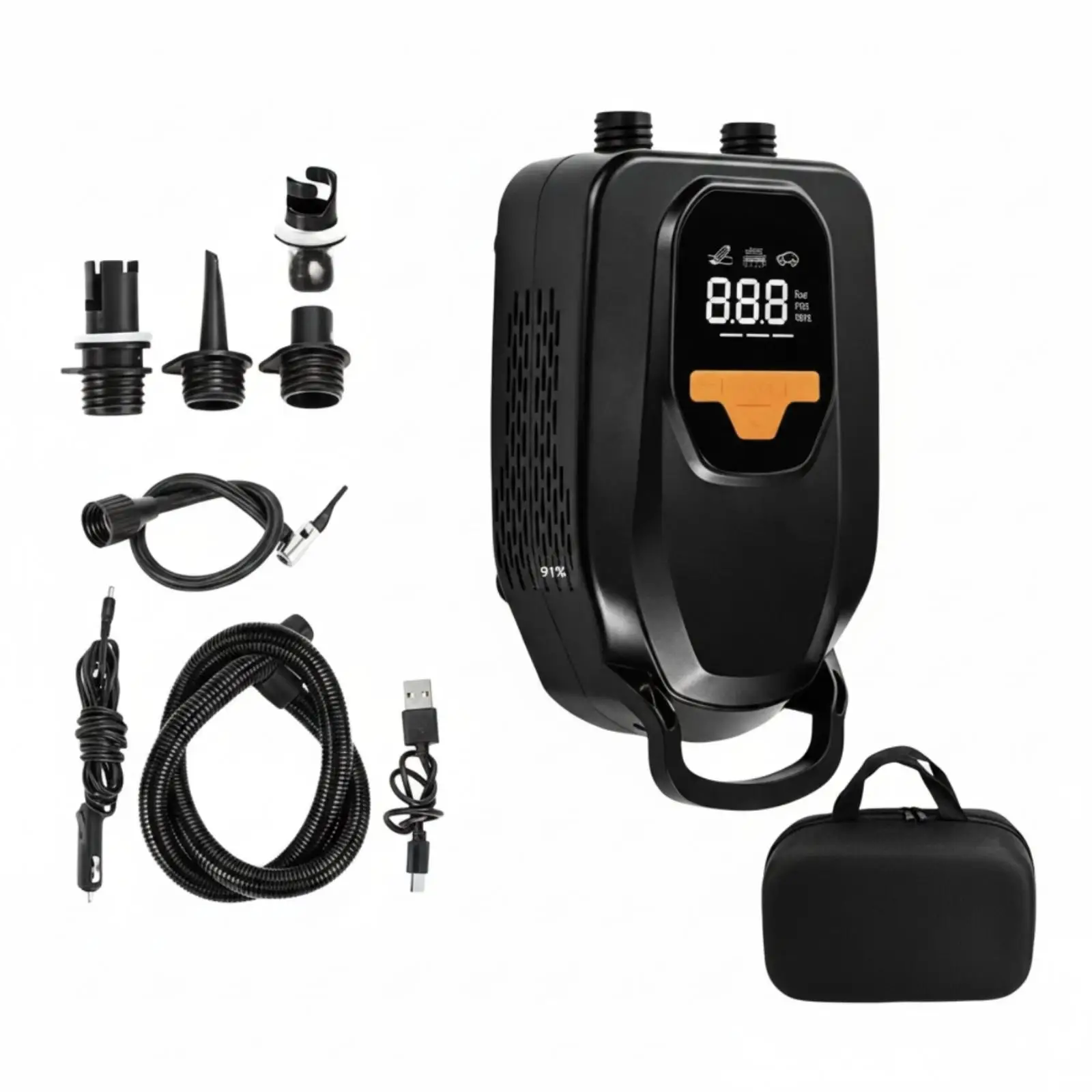 Electric Air Pump with Digital Display Portable Electric Inflatable Pump Compact for Beach, Camping