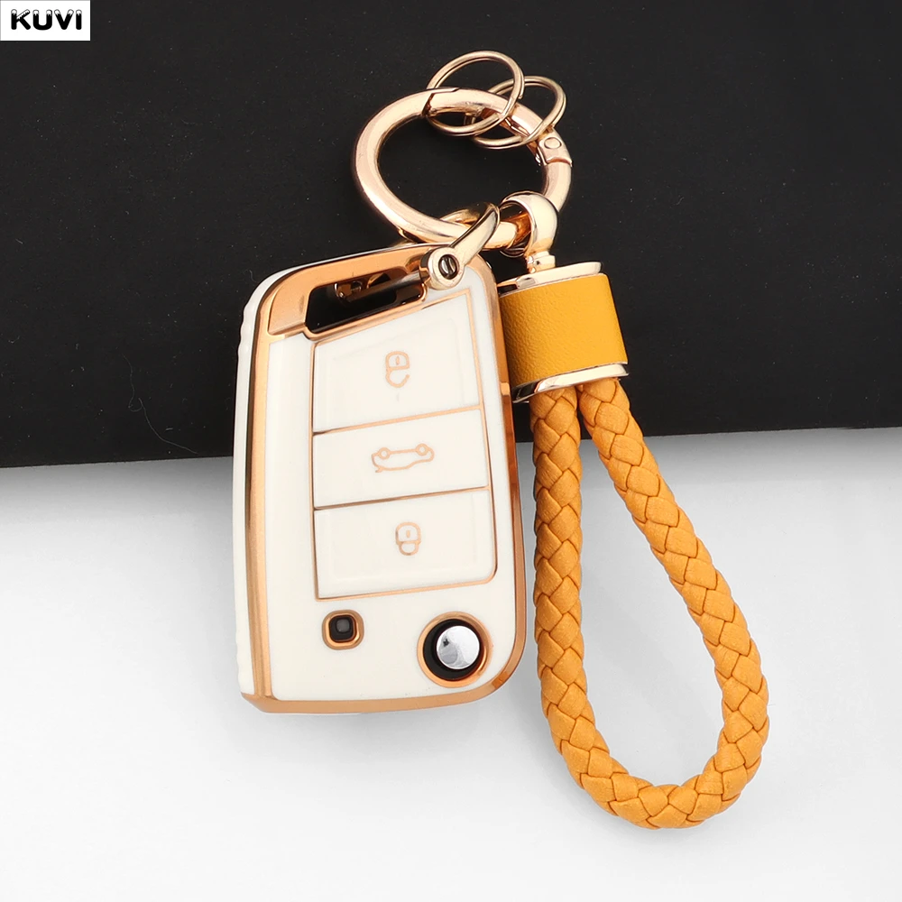 Funda de TPU para llave de coche con 3 botones, para VW Volkswagen Golf 7 MK7 Tiguan MK2, para Seat Ateca Leon FR 2 Ibiza Skoda Octavia