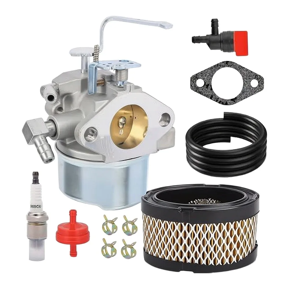 640152 Carburetor Kit for Tecumseh 8HP 10HP Engines Featuring Metal Construction Fuel Shut Off Valve and Gasket
