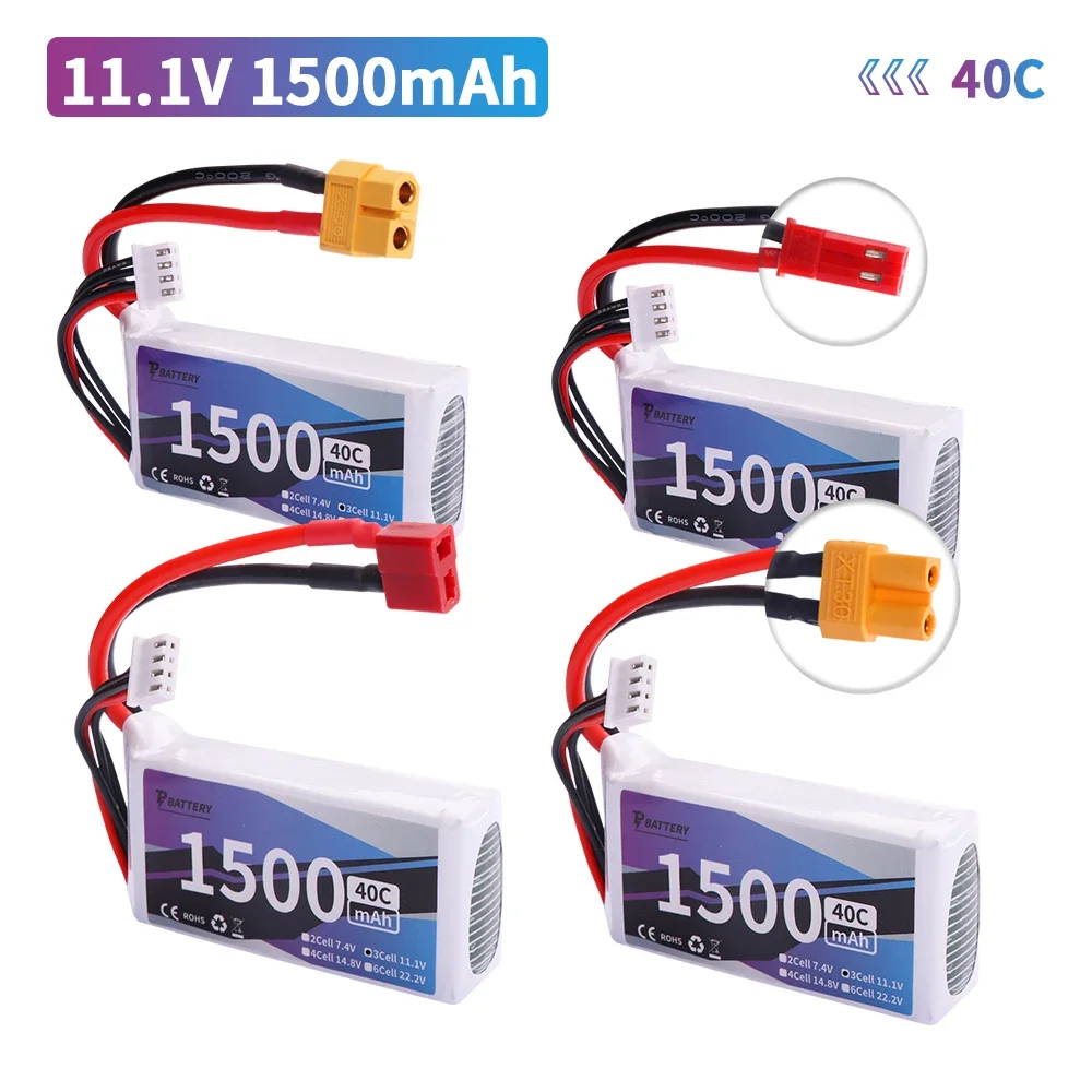 11.1V 1500mAh LiPo Battery for Rc Car Helicopter Airplane 11.1V Rechargeable Lipo Battery T/XT60/XT30/JST Plug For WLtoys V950