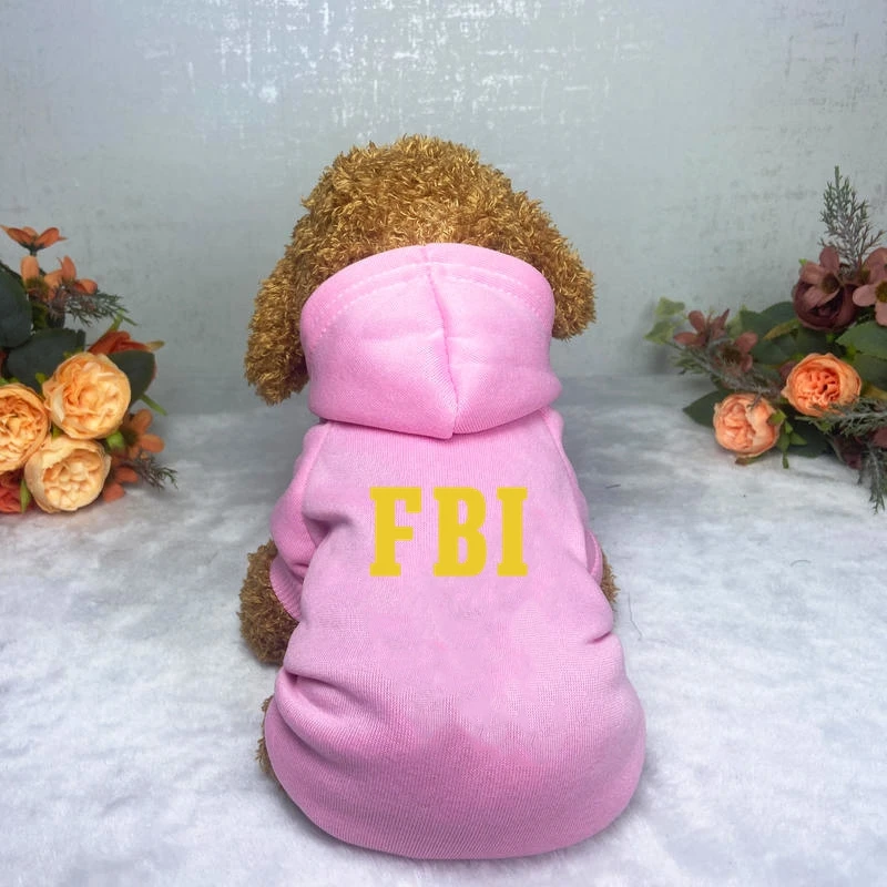 Winter Pet Dog Clothes FBI Police Dog Hoodie Design Cool Dog Pullover for Puppy Warm Cotton Small Medium Dogs Chihuahua Dog Coat