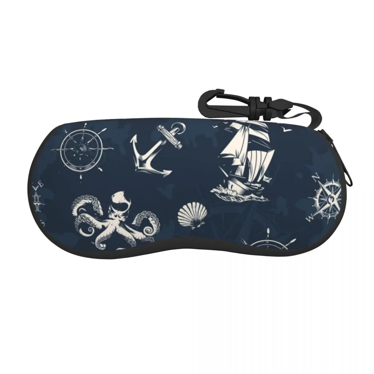 

Custom Vintage Nautical Symbol Shell Glasses Case Unisex Cool Sailor Anchor Compass Eyeglasses Case Sunglasses Protector Box