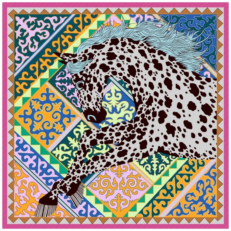 

130cm European Fashion Horse Unicorn Scarf Women Multi-Purpose Shawl Sun Protection Travel Scarf Four Seasons Gift Present
