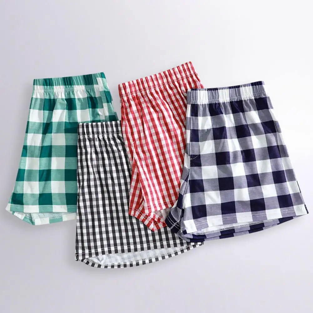 

Soft Breathable Shorts Plaid Print Pajamas Shorts for Women Men Elastic Waist Sleepwear Lounge Bottoms Unisex Micro for Sleeping