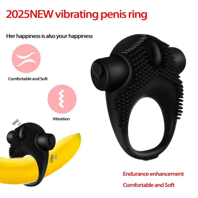 Male 10 Frequency Vibrate Cockring Penis Cock Ring on Man Delay Ejaculation Sex Toys Men Couple Rings Penisring Toy for