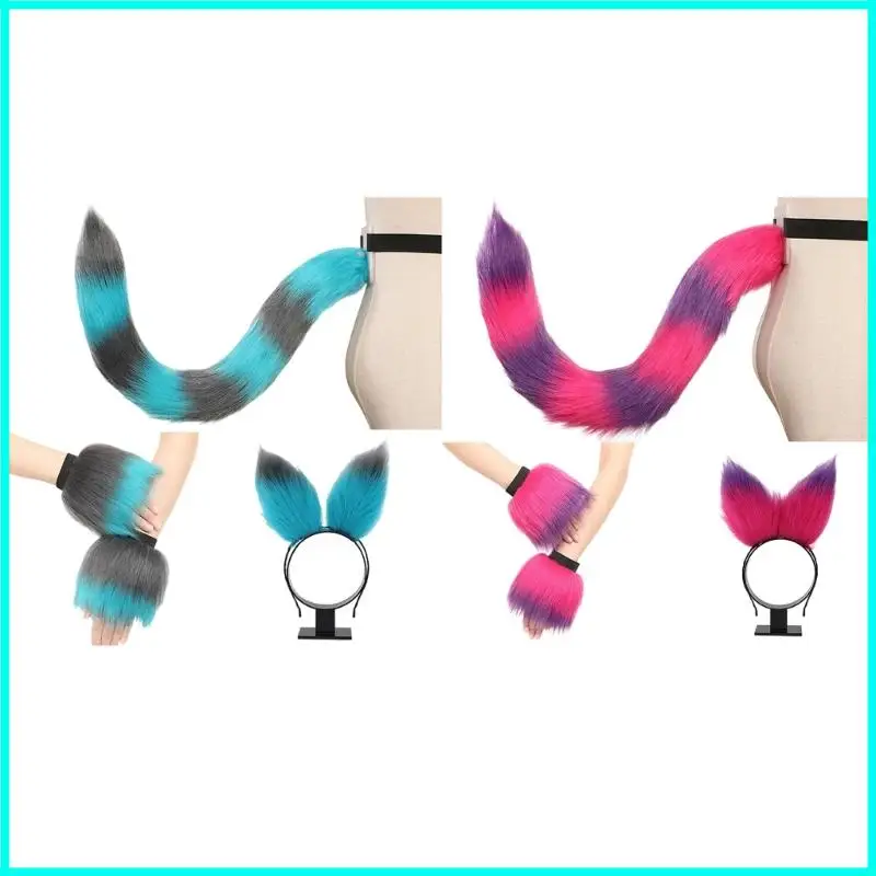 

Animal Tail Costume with Headband Wrist Cuffs for Women Halloween Accessories