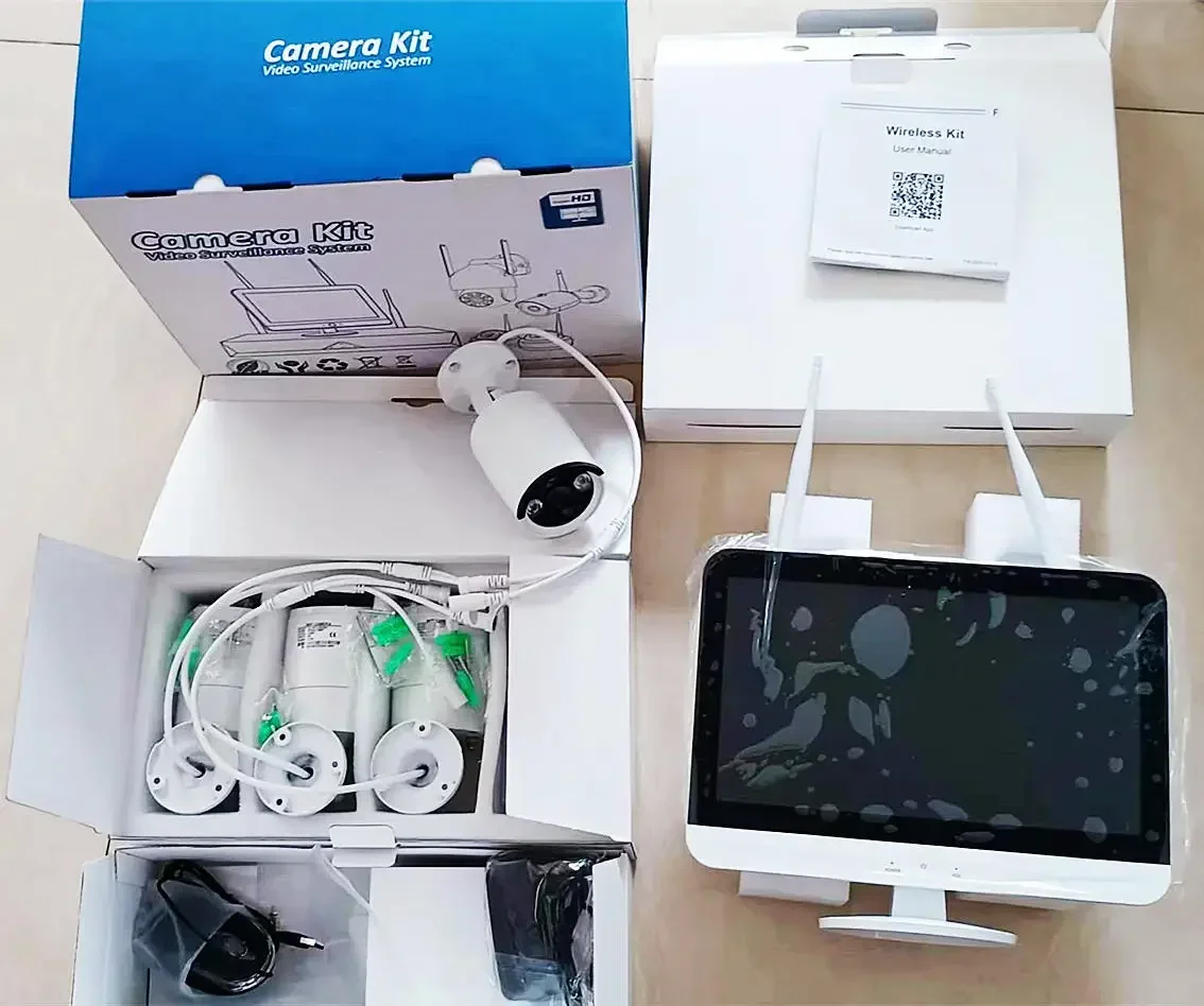 4채널 5MP 컬러 나이트 비전 감시 카메라 12인치 Wifi NVR CCTV 홈 보안 카메라 시스템 무선