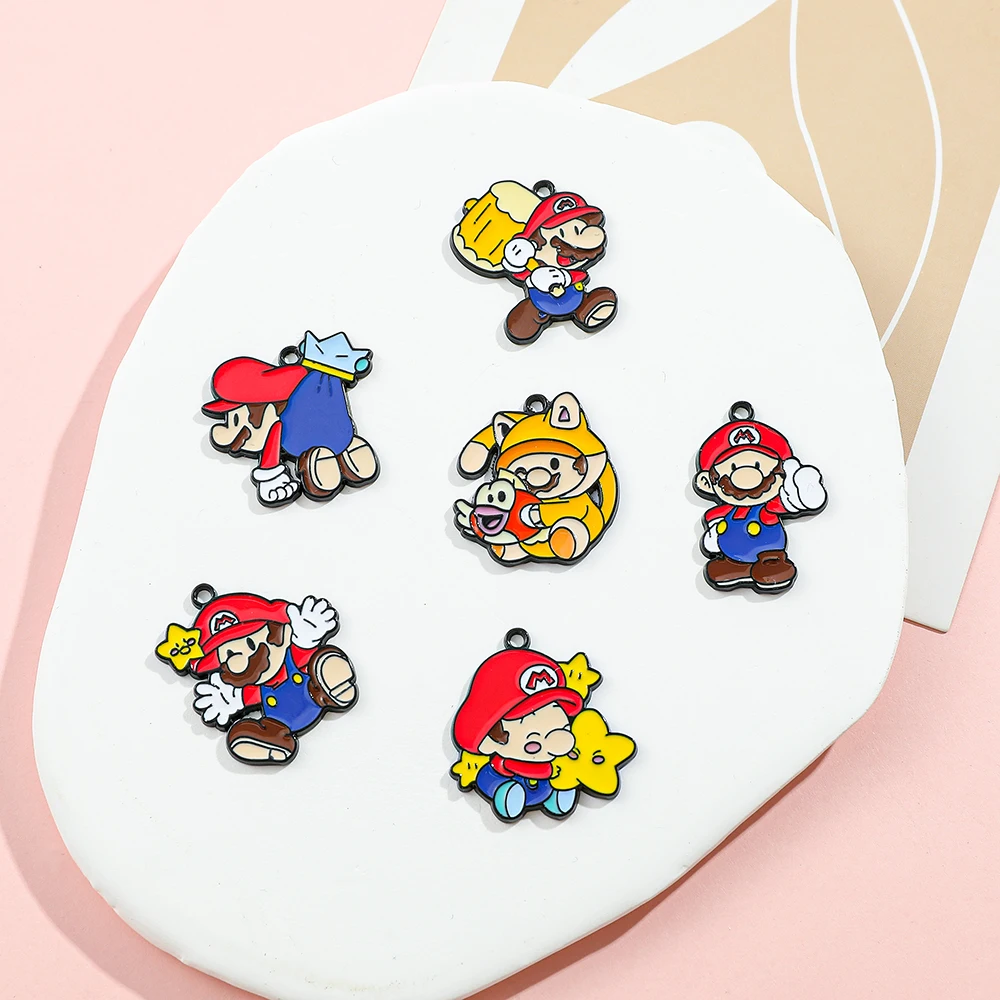 10Pcs/lot Kawaii Cartoon Game Enamel Charms Pendant for DIY Women Earrings Jewelry Make Bracelet Keychain Accessory