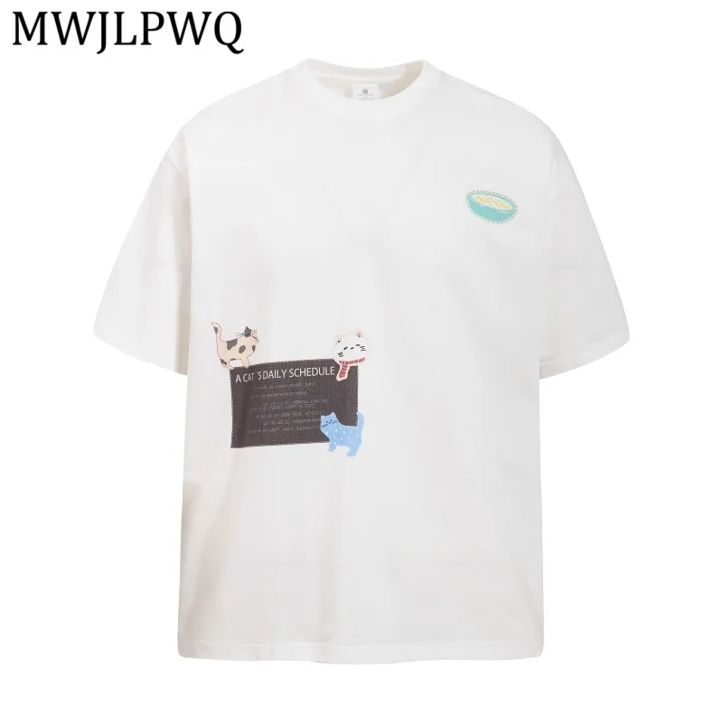 

MWJLPWQ Niched Print Cotton Casual Short-Sleeve T-Shirt For Men Summer Streetwear Round-Neck Oversized Casual New Tee 16254