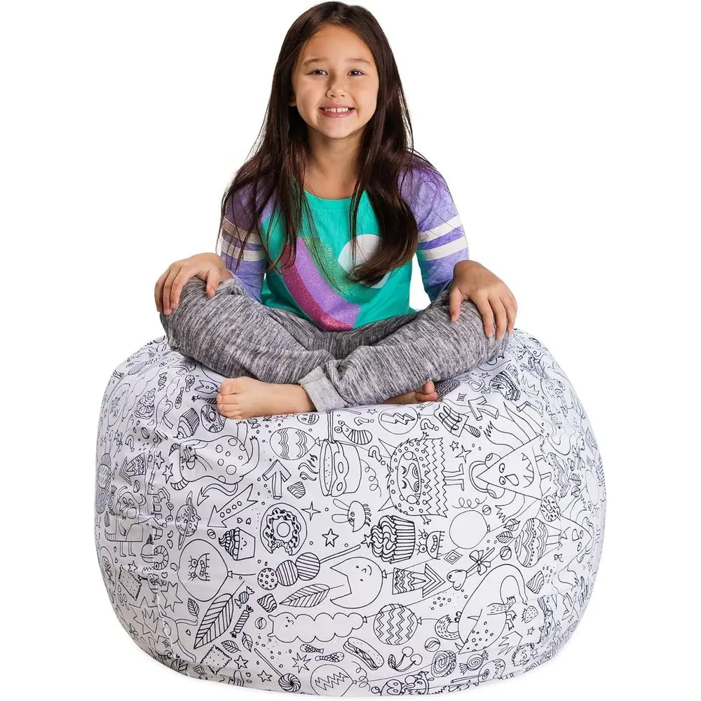 

Чехол для детского кресла-мешка для хранения игрушек, большой, 38, из холщовой ткани с рисунком животных