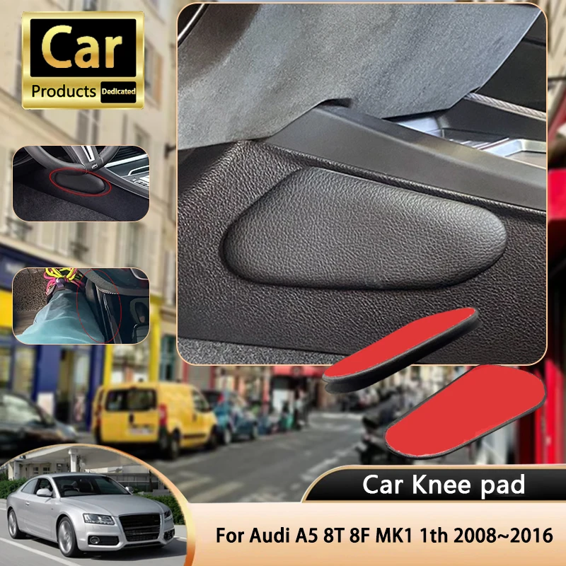 For Audi A5 8T 8F MK1 1th 2008~2016 2009 2010 Car Leg Knee Pad PU Lether Center Control Rest Cushions Thigh Support Cushion Auto