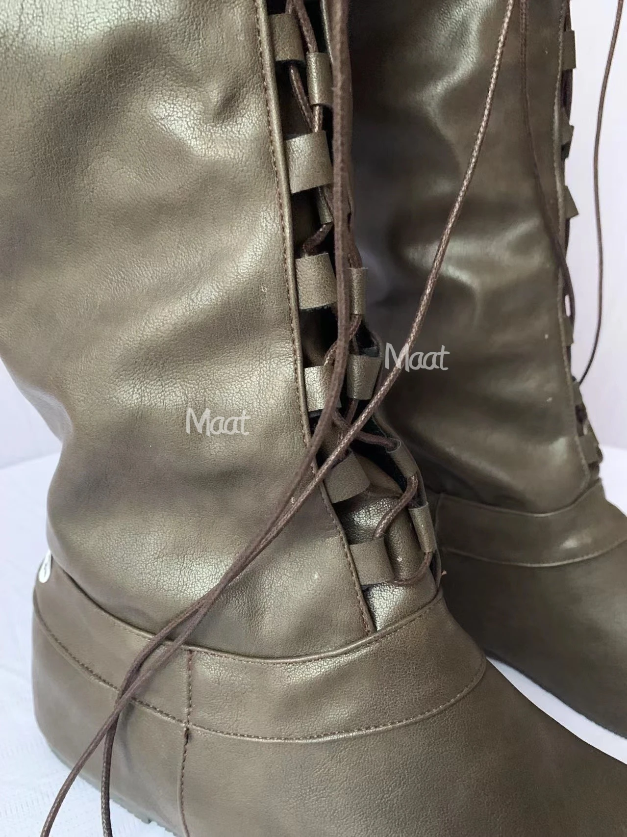 Botas cortas de cuero para hombre y mujer, botines medievales de estilo Retro, Princesa, príncipe, caballero, gótico, fiesta de carnaval, zapatos de vendaje de tubo alto