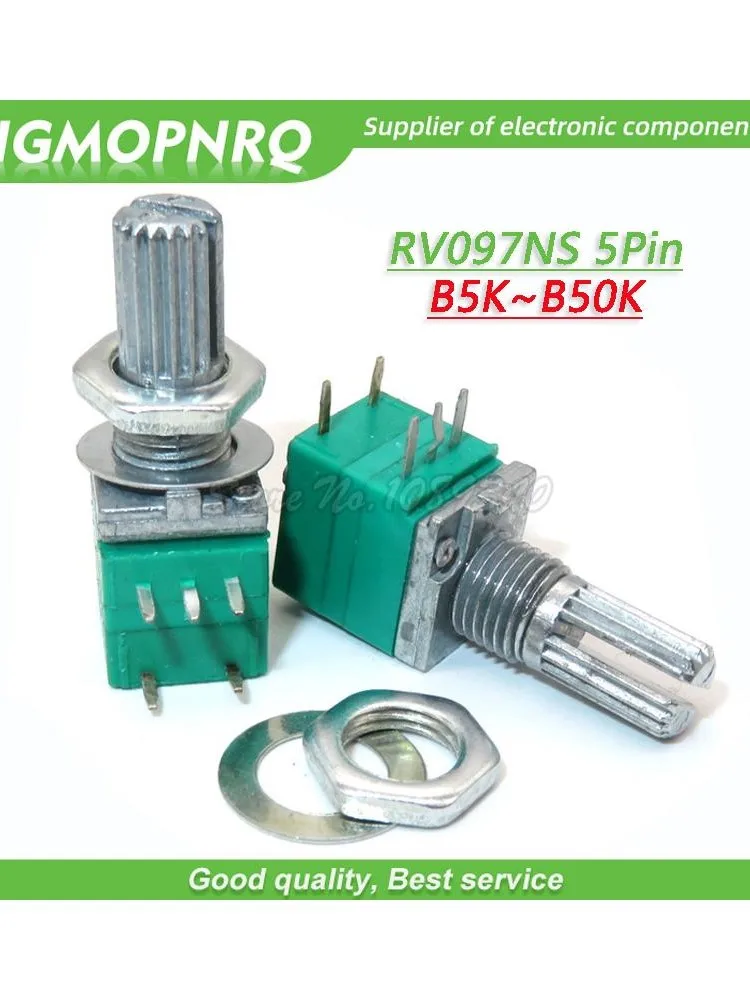 5 sztuk RV097NS 5K 10K 20K 50K 100K 500K B5K z przełącznikiem audio 5pin wał 15mm wzmacniacz uszczelnienie potencjometr IGMOPNRQ — zdjęcie 2