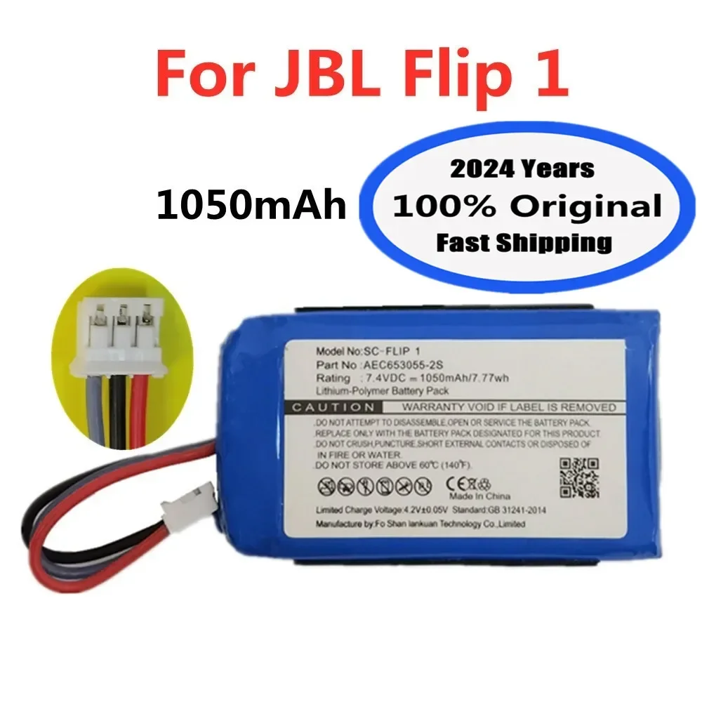 2024 Years 1050mAh Original Battery For JBL Flip 1 Flip1 CS-JMD110SL AEC653055-2S Wireless Bluetooth Speaker Battery Bateria