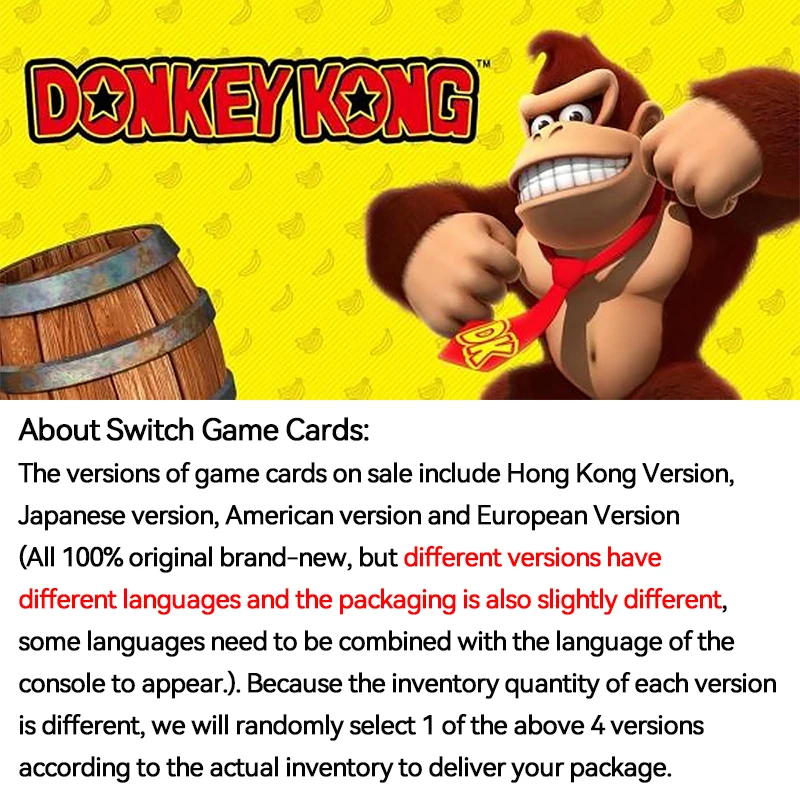 Donkey Kong Series Nintendo Switch Game Deals Physical for Nintendo Switch OLED Nintendo Switch Lite Nintendo Switch Game Cards