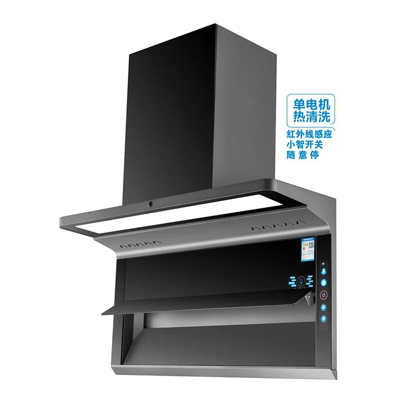 

110V/220V 7-Shaped Top And Side Dual Suction Range Hood For Home Kitchen