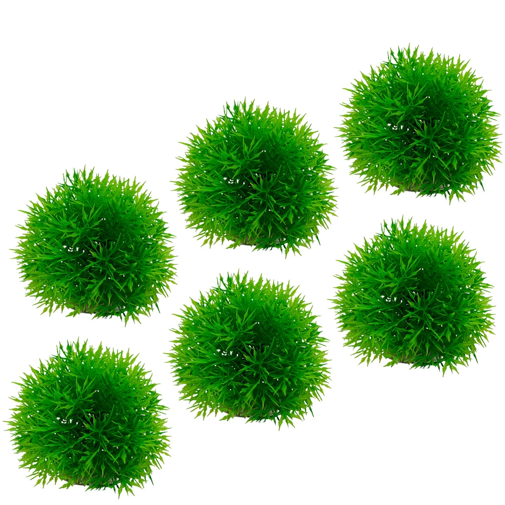 

6 Pcs Artificial Grass Ball Aquatic Decor Oversized Aquarium Tank Plants Plastic Realistic Faux Fish Tank Plants Vivid Aquatic