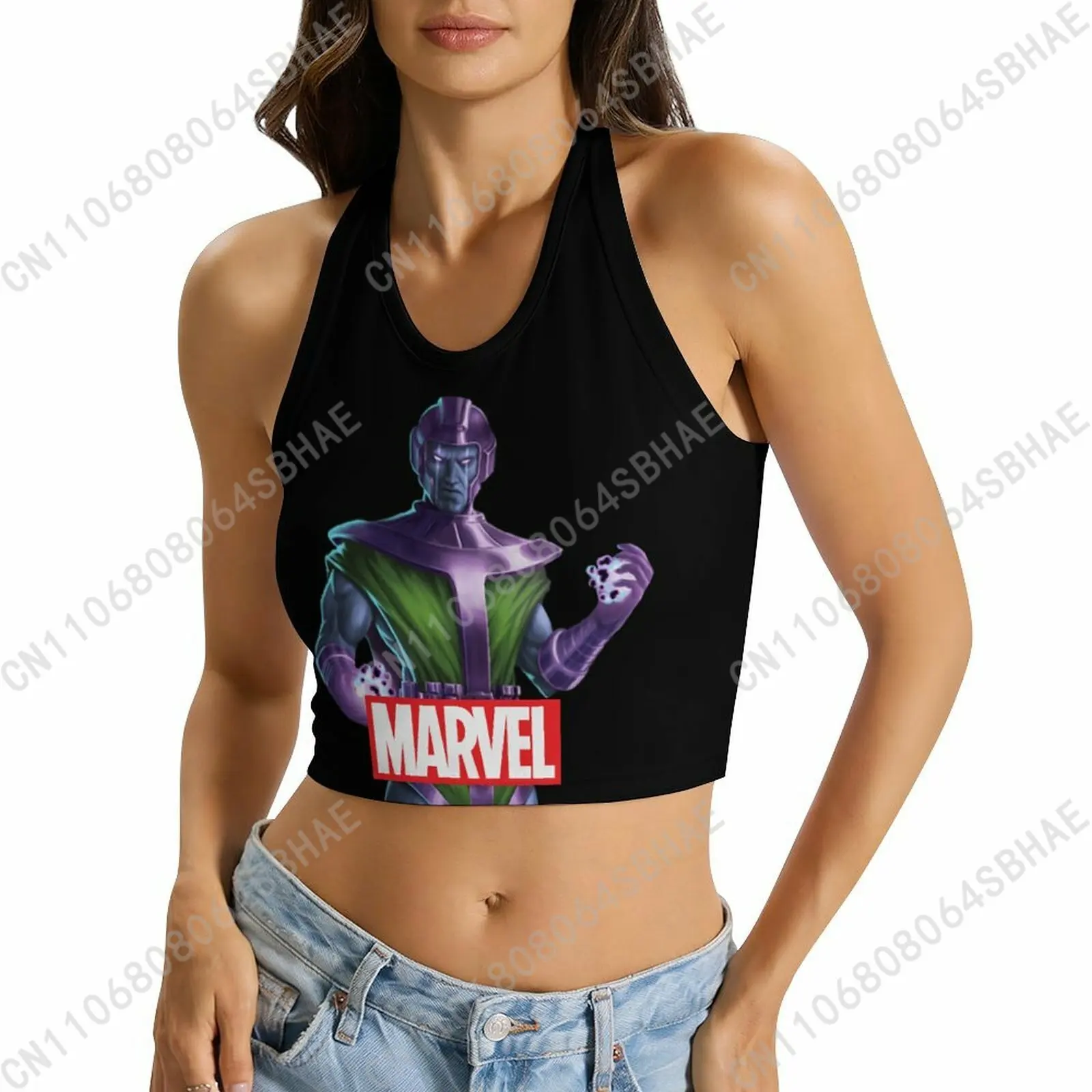 

Marvel Kang Custom Photo Women's Halter Top Personalized Picture Tie Back Cami Upload Your Gift Wife Girlfriend Cosplay