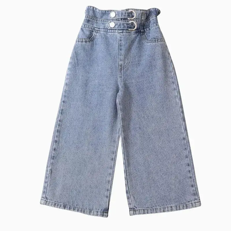 4-11Y Mädchen Jeans Hosen Frühling und Herbst Neue Teenager Mädchen Lose Gerade Hosen kinder Breite bein Hosen Student hosen