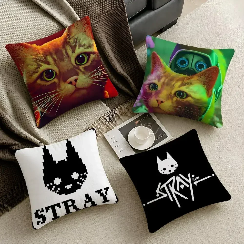 Game Stray Cat B-12 Cyberpunk Indie Cushion Cover Throw Pillow Soft Short Plush Cozy Durable For Sofa Bedroom HomeDecor