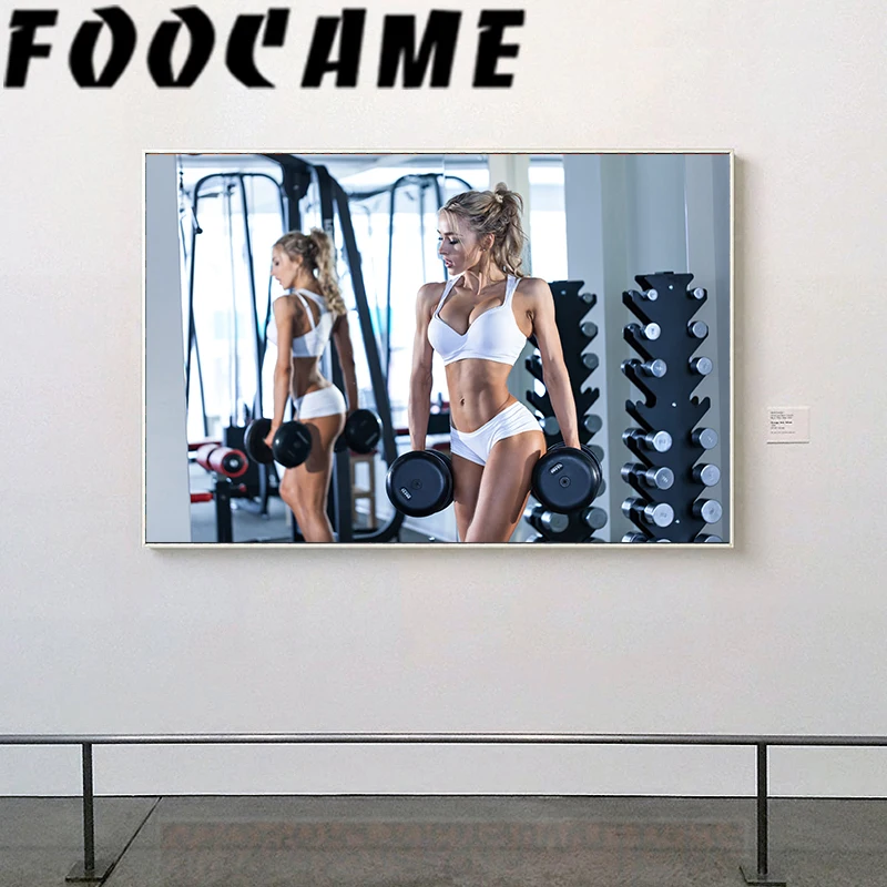 

Fitness Model Sport Women Dumbbells Canvas Painting Wall Art Bodybuilding Motivational Poster for Gym Sexy Lady Print Room Decor