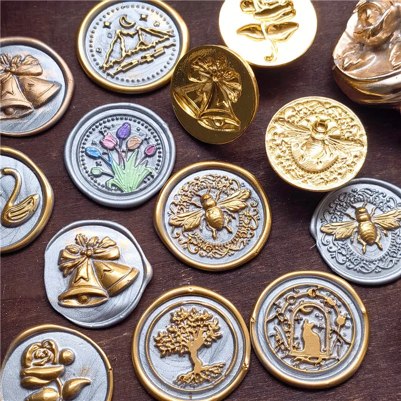 3D Embossed Wax Seal Stamp Rose Bee Sealing Wax Stamp Head For Scrapbooking Cards Envelopes Wedding Invitations Gift Packaging