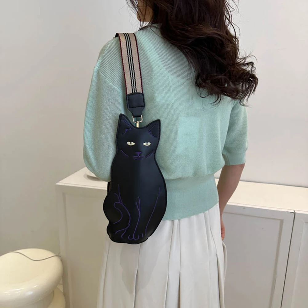 2024 Novelty Cat Shape Crossbody Female Bag Cute Zipper Fashion Ladies Waist Bag Shoulder Bags Vintage Chest Waist Women Bag