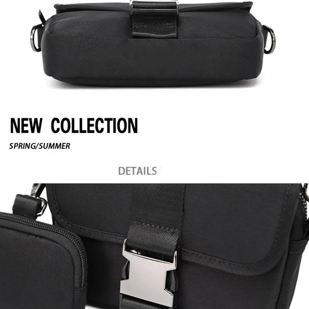 حقيبة ساعي البريد للرجال من قماش أكسفورد باللون الأسود على الطراز الياباني حقيبة كتف مقاومة للماء بسعة كبيرة ومضادة لرذاذ الماء