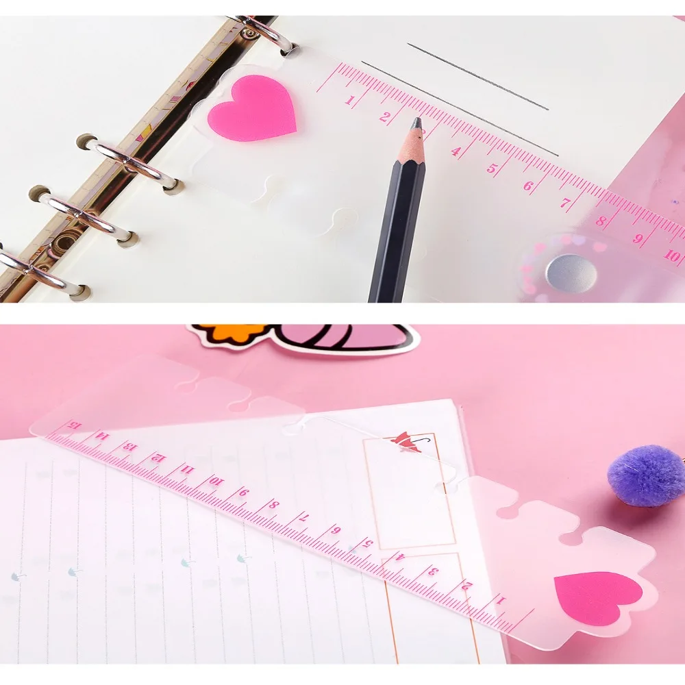 Plastics Loose Leaf Hand Ledger Ruler Clear Scale Soft Bookmark Ruler Frosted Texture Wear Resistant Measuring Ruler Student