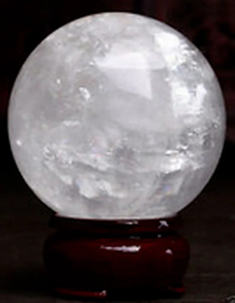 40-80MM Natural White Calcite Quartz Crystal Sphere Ball Healing Gemstone+Stand