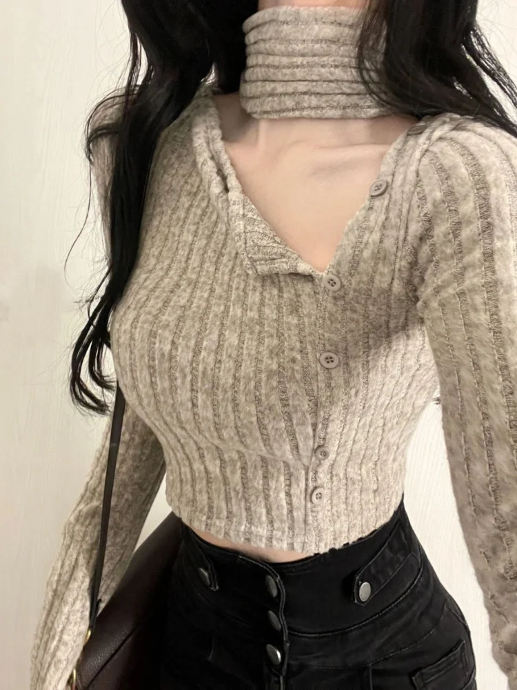 Pullovers Women Elegant Slim Inside Vintage Autumn Simple Tender Casual Korean Version All-match Long Sleeve Hipster Temper Knit