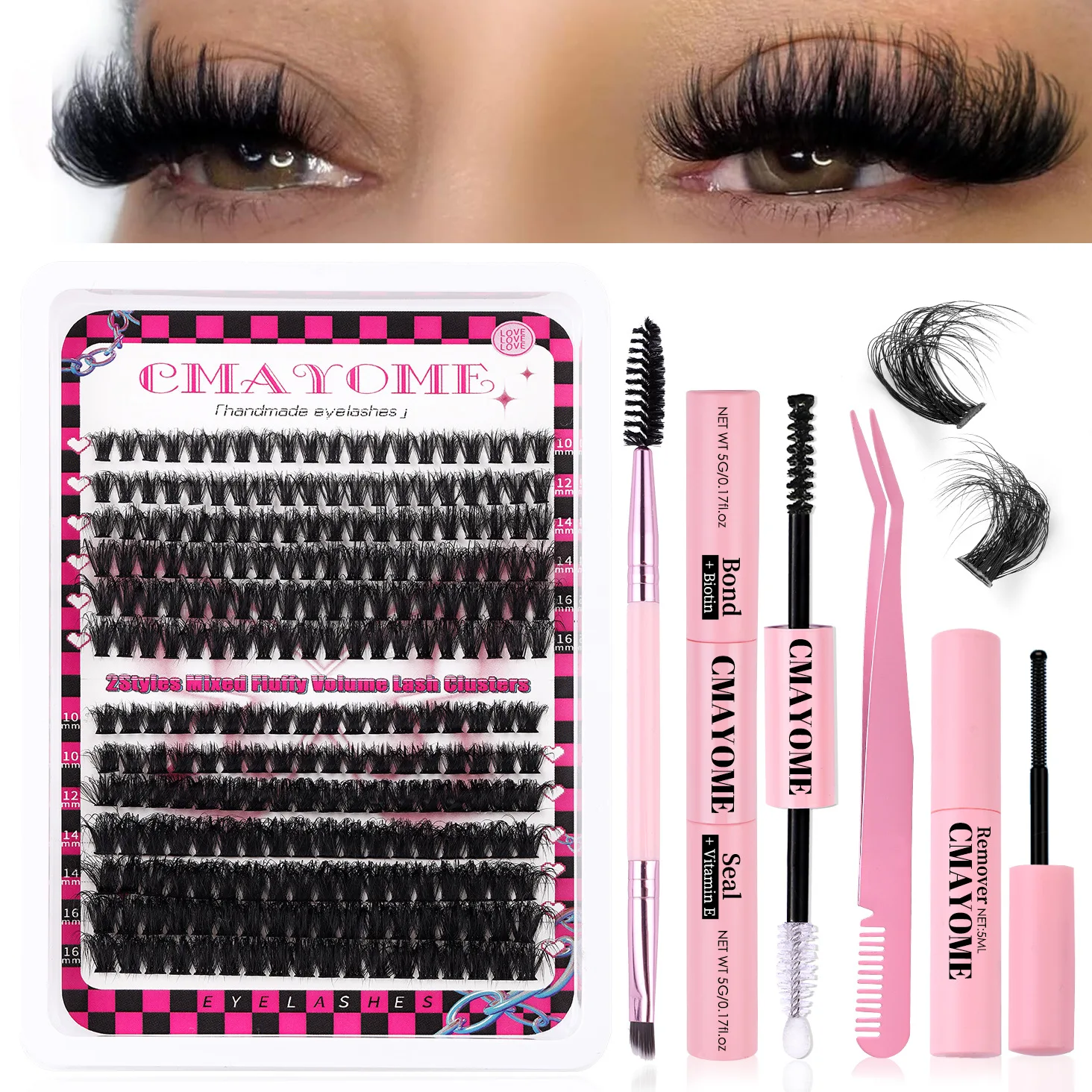 False Eyelashes Set Large Capacity D Curved Thick 60D/80D Single Cluster Eyelashes,Eyelash Extensions Individual Cluster Lashes