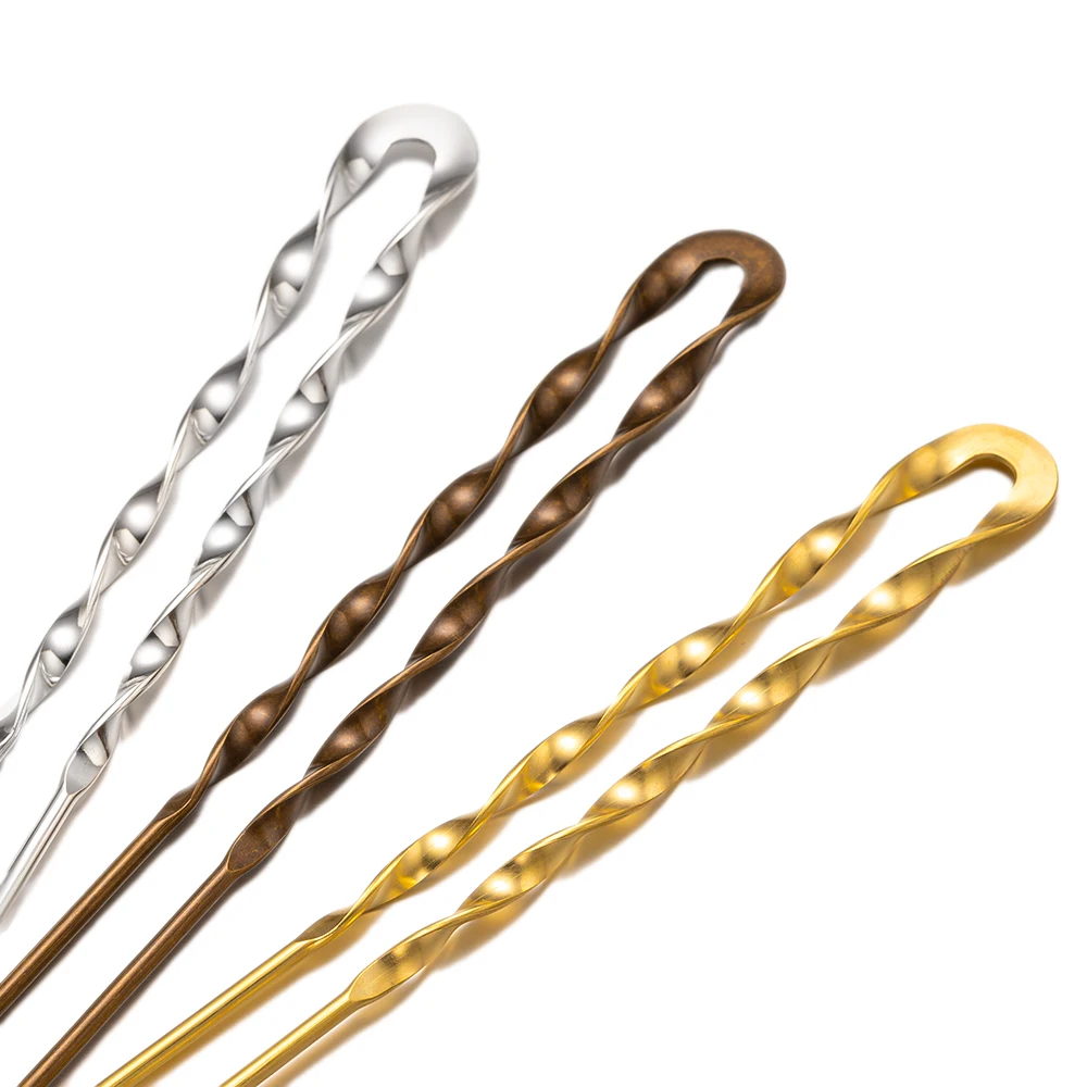 1pc Hair Fork Twisted Hair Sticks Metal U Shape Hair Pins For Women Girl Jewelry Making Accessories Deco Parts Findings Crafts