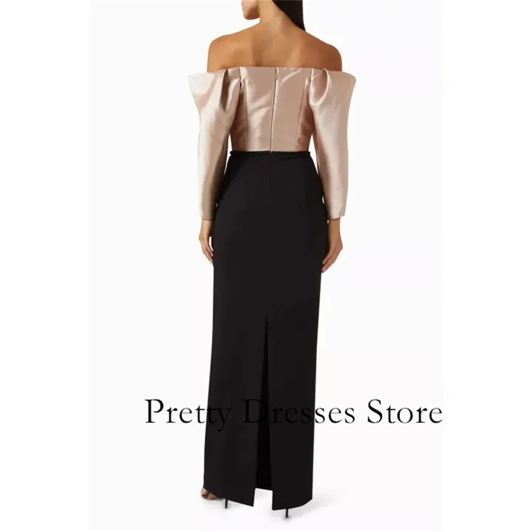 Robe longue en crêpe, épaules dénudées, demi-manches, froncée, robes de soirée personnalisées, robes de bal formelles