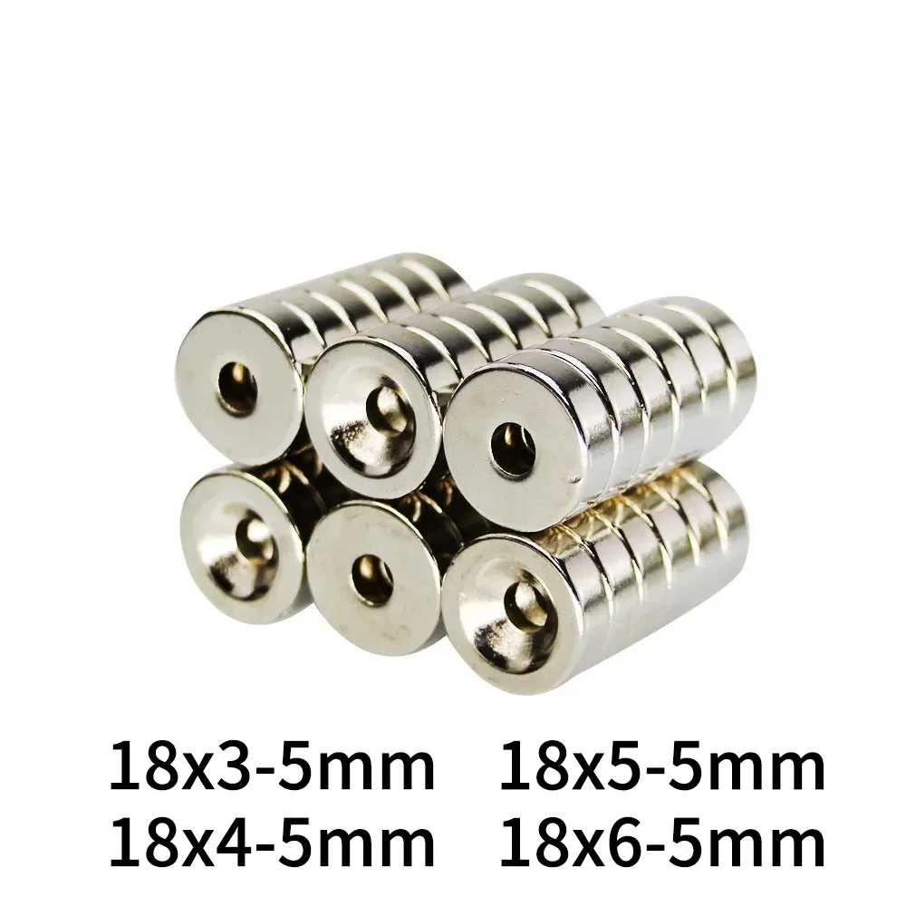 18x6-5 Strong Round Magnets 18*3 mm Hole 5mm Disc Countersunk Neodymium Magnet 18*4-5 Permanent NdFeB Magnet 18x5-5