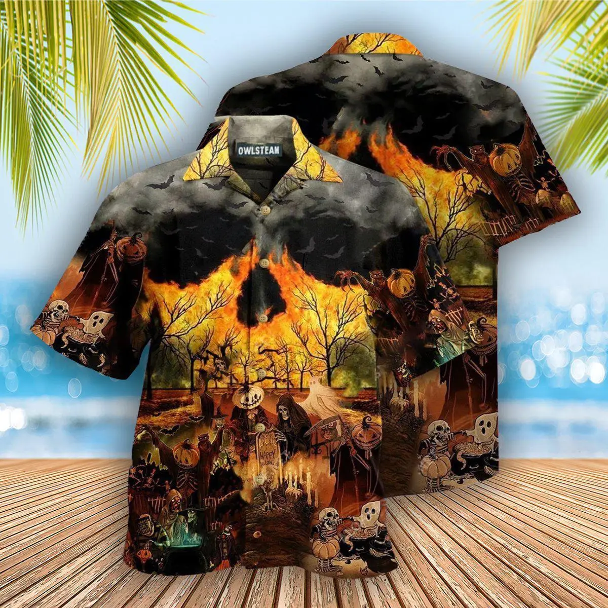 Nowe koszule na Halloween dla mężczyzn Party Wear Grim Reaper Cool Full 3D Printed Tops Hawaii Style Clothing US Size