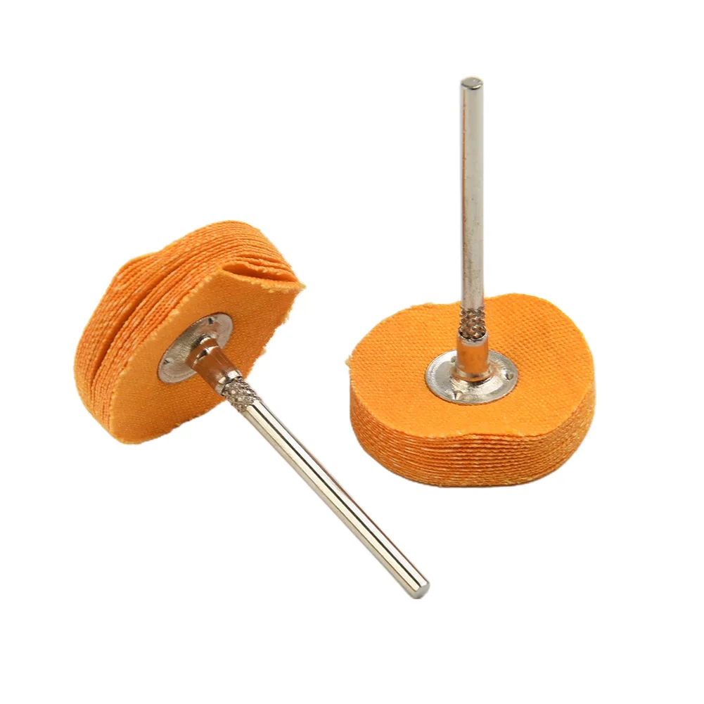 10pcs Mini Buffing Wool Yellow Cotton Cloth Polishing Wheel Set Gadget Elements Pack Pads Shank Grinding Parts Supply