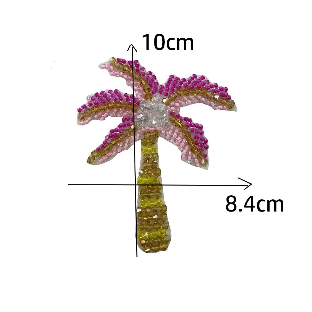 Handmade Cactus Plant,coconut tree, cabbage Bead Sequin Sew on Patches Applique Badge Craft for Clothes Trousers Bag Accessories