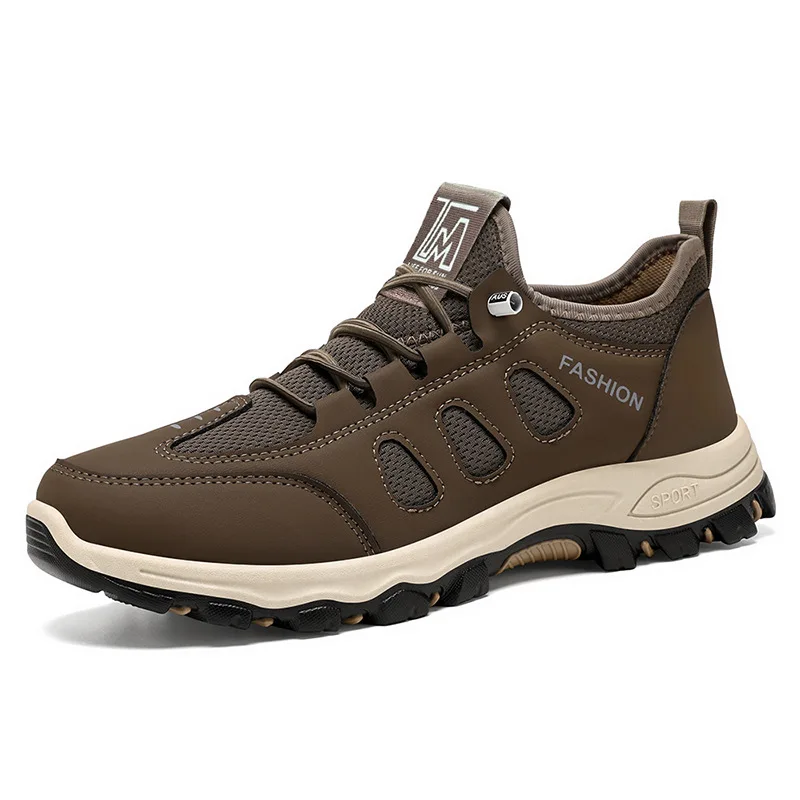 Men Soft Hiking Shoes Summer Breathable Mesh Sneakers Light Black Hike Footwear Walking Shoes Outdoor Shoes Climbing Male Boots